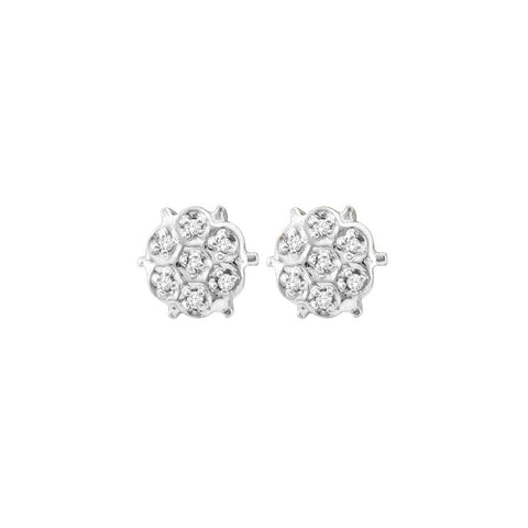 10kt White Gold Womens Round Prong-set Diamond Cluster Stud Earrings 1/20 Cttw 22825 - shirin-diamonds