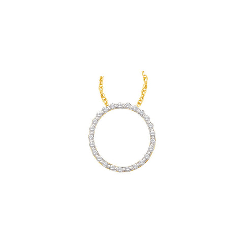 14kt Yellow Gold Womens Round Diamond Circle Outline Pendant 1/2 Cttw 22863 - shirin-diamonds