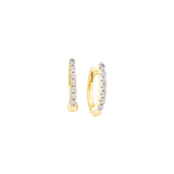 10kt Yellow Gold Womens Round Prong-set Diamond Single Row Hoop Earrings 1/12 Cttw 23098 - shirin-diamonds