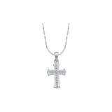 14kt White Gold Womens Round Diamond Scalloped Cross Faith Pendant 1/12 Cttw 23212 - shirin-diamonds
