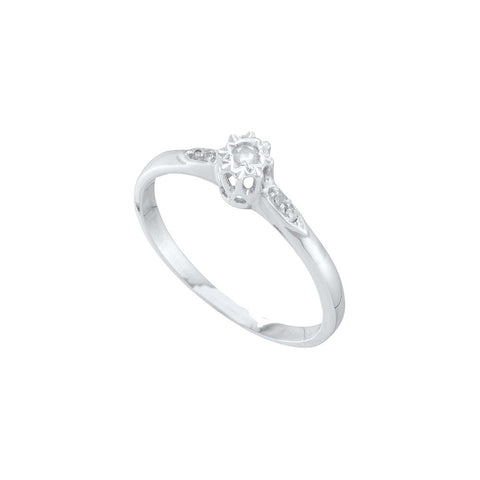 10kt White Gold Womens Round Diamond Solitaire Bridal Wedding Engagement Ring 1/20 Cttw 23790 - shirin-diamonds