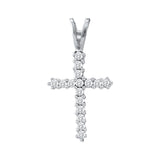 10kt White Gold Womens Round Diamond Roman Cross Faith Pendant 1/4 Cttw 24199 - shirin-diamonds