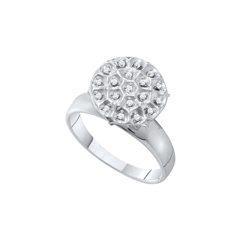 10kt White Gold Womens Round Diamond Large Illusion Cluster Ring 1/10 Cttw 24822 - shirin-diamonds