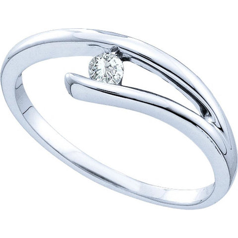 10kt White Gold Womens Round Diamond Solitaire Promise Bridal Ring 1/12 Cttw 26001 - shirin-diamonds