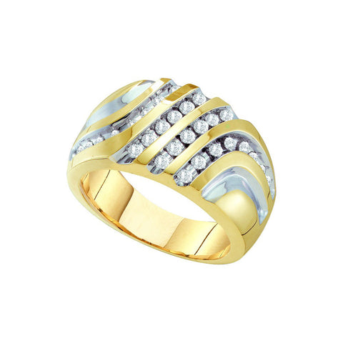 10kt Yellow Gold Mens Round Diamond Four Row Two-tone Cluster Ring 1/2 Cttw 26428 - shirin-diamonds