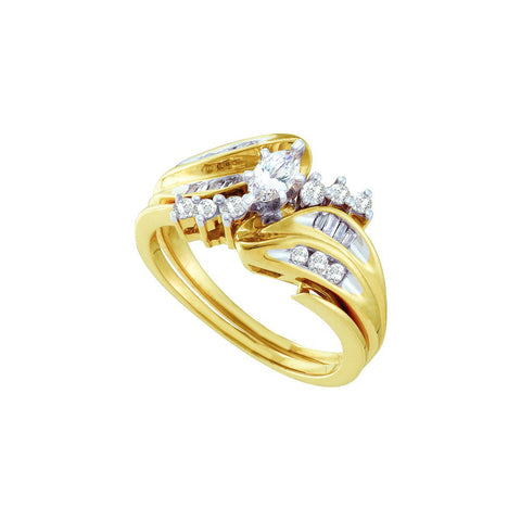 14kt Yellow Gold Womens Marquise Diamond Solitaire Bridal Wedding Engagement Ring Band Set 1/2 Cttw 26523 - shirin-diamonds