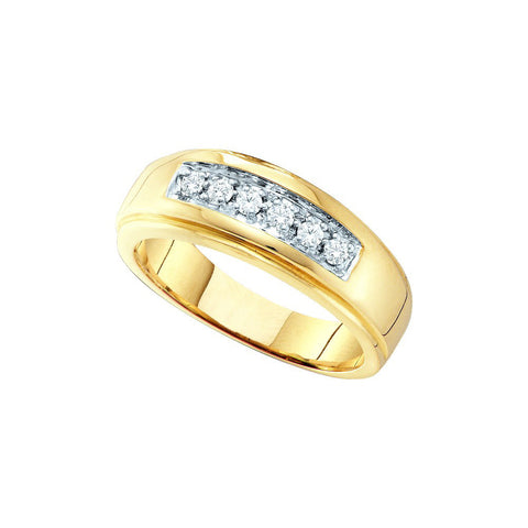 14kt Yellow Gold Mens Round Diamond Band Wedding Anniversary Ring 1/4 Cttw 26577 - shirin-diamonds