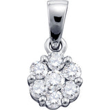14kt White Gold Womens Round Diamond Flower Cluster Pendant 1/4 Cttw 26817 - shirin-diamonds