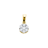 14kt Yellow Gold Womens Round Diamond Flower Cluster Pendant 1/2 Cttw 26829 - shirin-diamonds