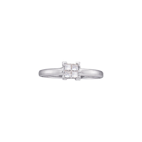 14kt White Gold Womens Princess Diamond Cluster Bridal Wedding Engagement Ring 1/4 Cttw 26888 - shirin-diamonds