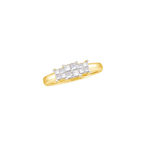 14kt Yellow Gold Womens Princess Diamond 3-stone Bridal Wedding Engagement Ring 1/2 Cttw 26895 - shirin-diamonds