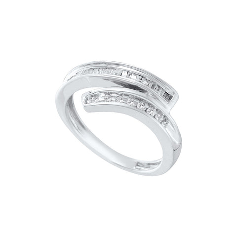 10kt White Gold Womens Round Diamond Slender Bypass-style Band Ring 1/4 Cttw 27054 - shirin-diamonds