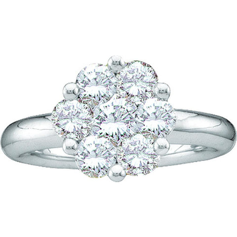 14kt White Gold Womens Round Diamond Large Flower Cluster Ring 2.00 Cttw 27897 - shirin-diamonds