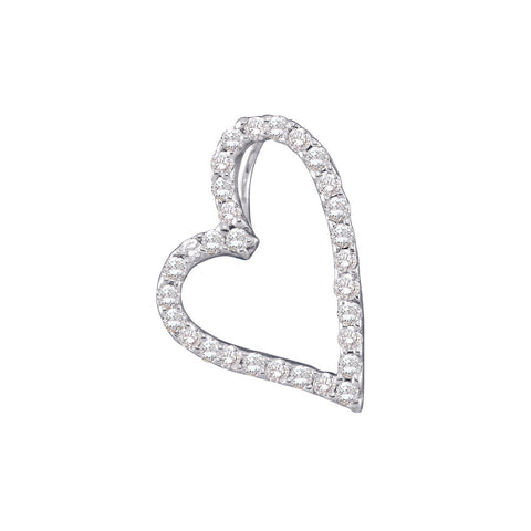 14kt White Gold Womens Round Diamond Heart Outline Pendant 1/5 Cttw 28247 - shirin-diamonds