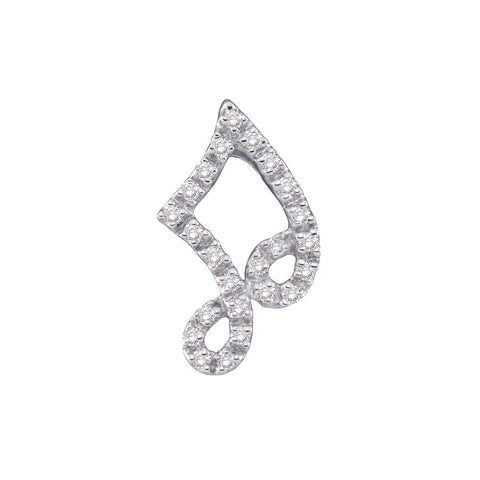 14kt White Gold Womens Round Diamond Small Half-note Music Pendant 1/10 Cttw 28624 - shirin-diamonds