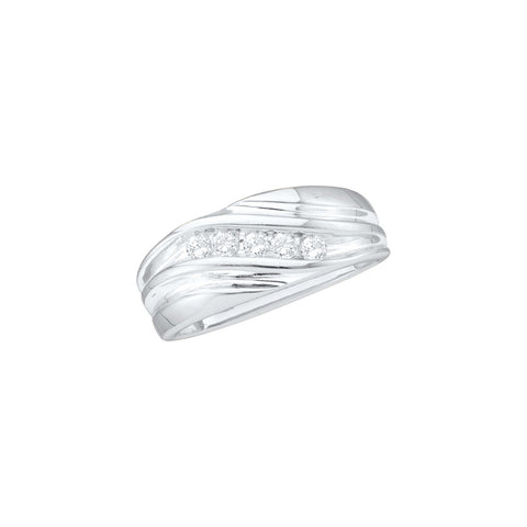 10kt White Gold Mens Round Diamond Wedding Anniversary Band Ring 1/4 Cttw 29921 - shirin-diamonds