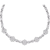 14kt White Gold Womens Round Diamond Infinity Flower Cluster Necklace 2.00 Cttw 30099 - shirin-diamonds