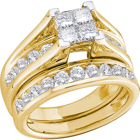 14kt Yellow Gold Womens Princess Diamond Bridal Wedding Engagement Ring Band Set 1.00 Cttw 30537 - shirin-diamonds