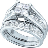 14kt White Gold Womens Princess Diamond Bridal Wedding Engagement Ring Band Set 1.00 Cttw 30539 - shirin-diamonds