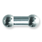 body jewelry Int Thrd SGSS BB w 2 STL Balls 00G (9.2mm) 1/2 (13mm) Long BB00-50-12<BR>
