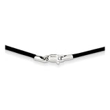 14K White Gold 1.5mm 16in Black Leather Cord Necklace 16 Inch