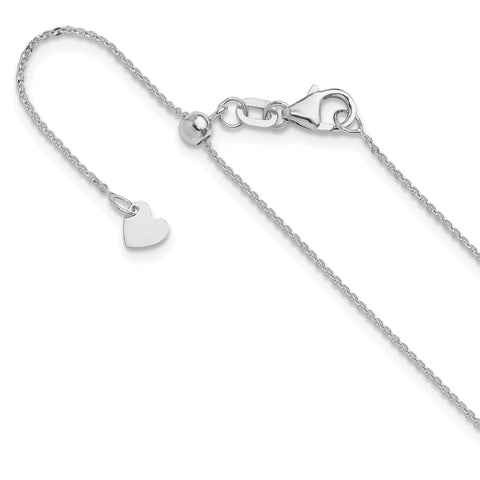 14K White Gold 1 mm Adjustable Flat Cable Chain (Weight: 1.89 Grams, Length: 22 Inches)