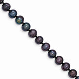 14K Yellow Gold 6-7mm Black FW Cultured Near Round Pearl Necklace 18 Inch