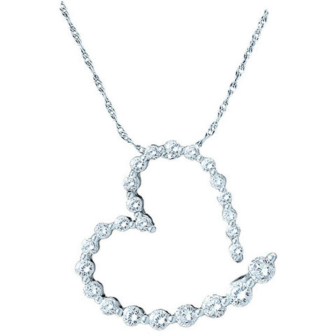 14kt White Gold Womens Round Diamond Graduated Heart Journey Pendant 1.00 Cttw 37668 - shirin-diamonds