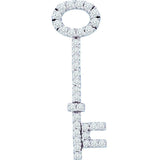 14kt White Gold Womens Round Diamond Slender Oval Key Pendant 1/2 Cttw 37791 - shirin-diamonds