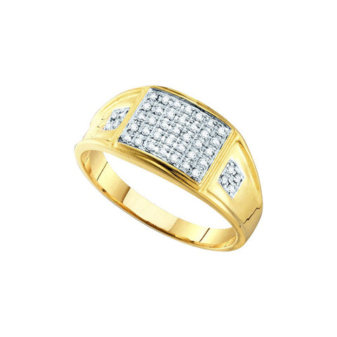 10kt Yellow Gold Mens Round Prong-set Diamond Square Cluster Ring 1/4 Cttw 38129 - shirin-diamonds