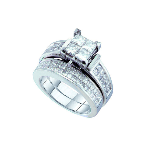 14kt White Gold Womens Princess Diamond Bridal Wedding Engagement Ring Band Set 2-1/2 Cttw 38830 - shirin-diamonds