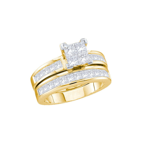 14kt Yellow Gold Womens Princess Diamond Bridal Wedding Engagement Ring Band Set 2.00 Cttw 38879 - shirin-diamonds