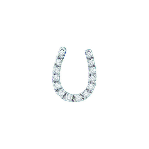 14kt White Gold Womens Round Diamond Horseshoe Pendant 1/10 Cttw 38930 - shirin-diamonds