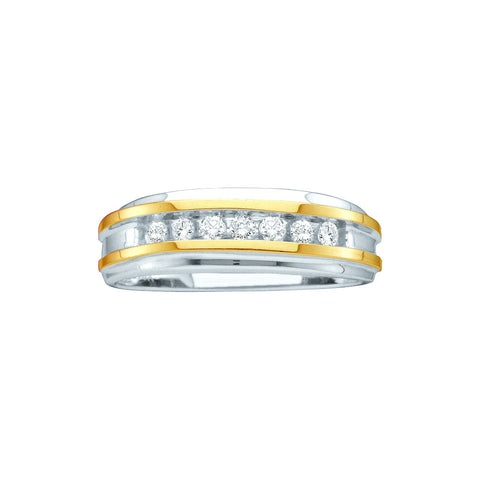 14kt White Two-tone Gold Mens Round Channel-set Diamond Wedding Band 1/4 Cttw 38985 - shirin-diamonds