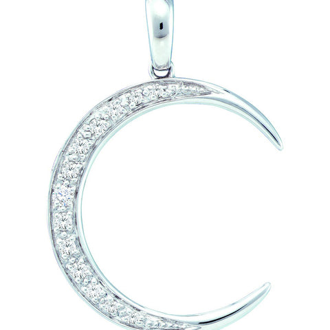 14kt White Gold Womens Round Diamond Crescent Moon Pendant 1/6 Cttw 39091 - shirin-diamonds