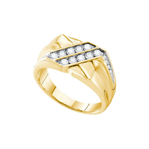 14kt Yellow Gold Mens Round Diamond Square Cluster Ring 5/8 Cttw 39285 - shirin-diamonds