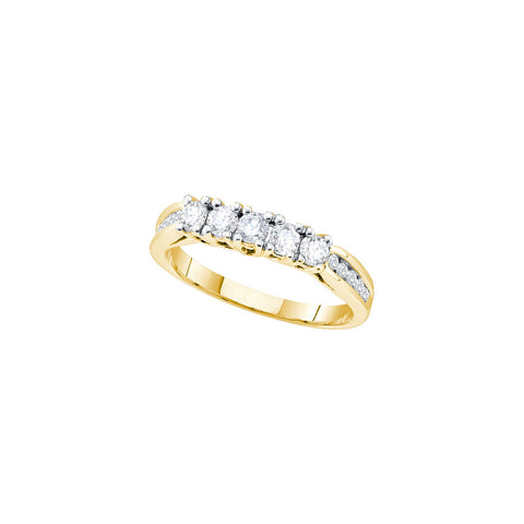 14kt Yellow Gold Womens Round Diamond 5-stone Bridal Wedding Anniversary Ring 5/8 Cttw 39340 - shirin-diamonds