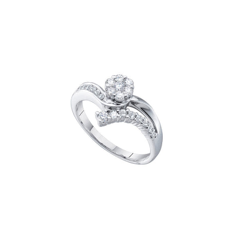 14kt White Gold Womens Round Diamond Cluster Ring 1/2 Cttw 39437 - shirin-diamonds