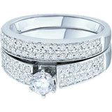 14kt White Gold Womens Round Diamond Bridal Wedding Engagement Ring Band Set 3/4 Cttw 39497 - shirin-diamonds