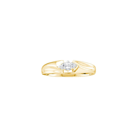 14kt Yellow Gold Womens Round Diamond 3-stone Promise Bridal Ring 1/10 Cttw 39519 - shirin-diamonds