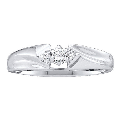 10kt White Gold Womens Round Diamond 3-stone Promise Bridal Ring 1/10 Cttw 39520 - shirin-diamonds