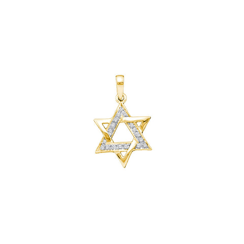 10kt Yellow Gold Womens Round Diamond Star Magen David Jewish Pendant 1/10 Cttw 39521 - shirin-diamonds