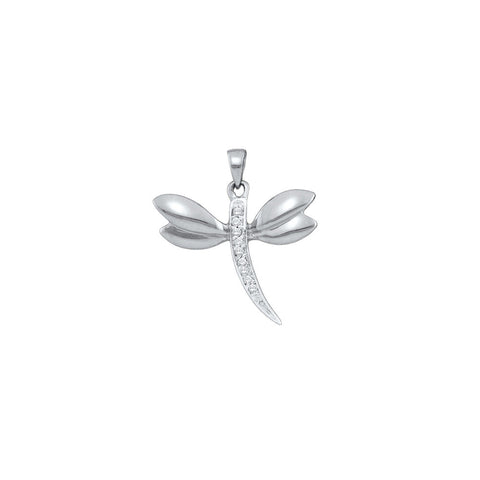 10k White Gold Diamond-accented Dragonfly Womens Winged Bug Insect Charm Pendant .03 Cttw 39640 - shirin-diamonds