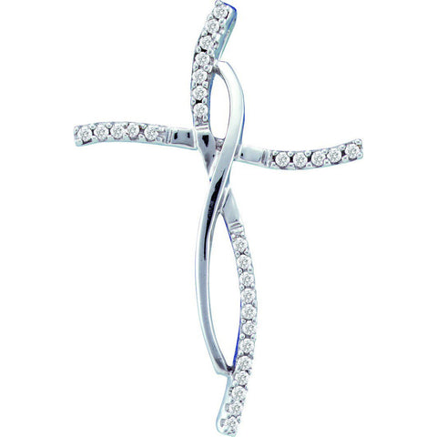 14kt White Gold Womens Round Diamond Woven Infinity Cross Pendant 1/10 Cttw 39709 - shirin-diamonds