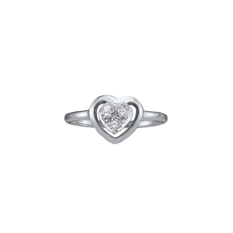 10kt White Gold Womens Round Diamond Simple Heart Cluster Ring 1/20 Cttw 39713 - shirin-diamonds