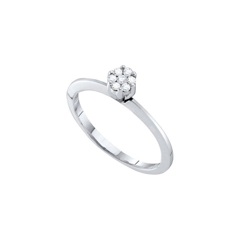 10kt White Gold Womens Round Diamond Cluster Bridal Wedding Engagement Ring 1/8 Cttw 39812 - shirin-diamonds