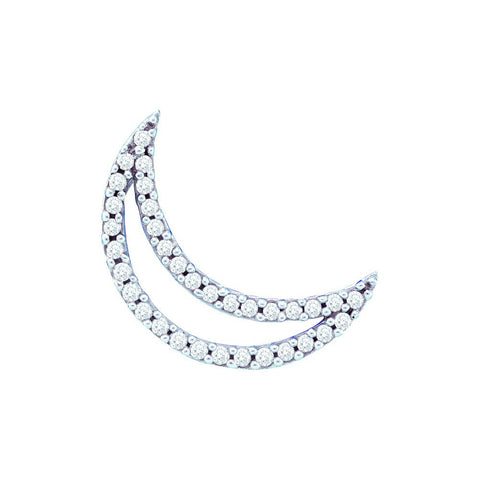 14kt White Gold Womens Round Diamond Crescent Moon Outline Pendant 1/6 Cttw 39856 - shirin-diamonds