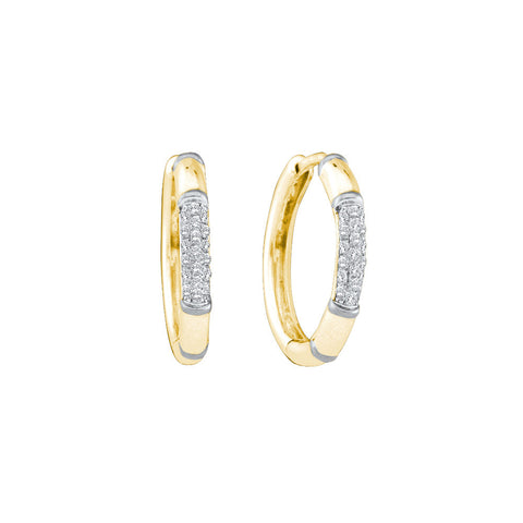 14kt Yellow Gold Womens Round Diamond Cluster Hoop Earrings 1/6 Cttw 39917 - shirin-diamonds