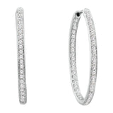 14kt White Gold Womens Round Diamond Inside Outside Endless Hoop Earrings 1/2 Cttw 39948 - shirin-diamonds