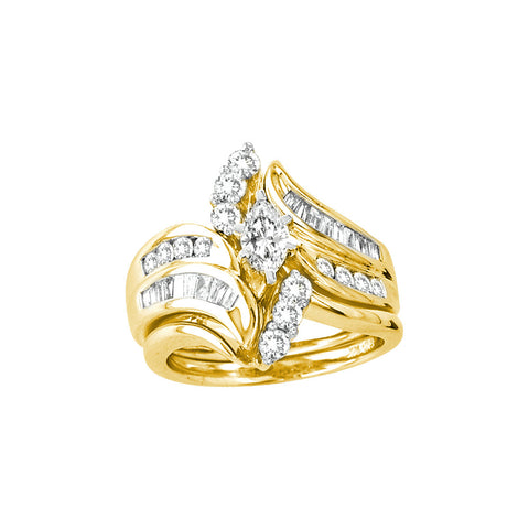14kt Yellow Gold Womens Marquise Diamond Certified Bridal Wedding Engagement Ring Band Set 1-1/2 Cttw 40118 - shirin-diamonds